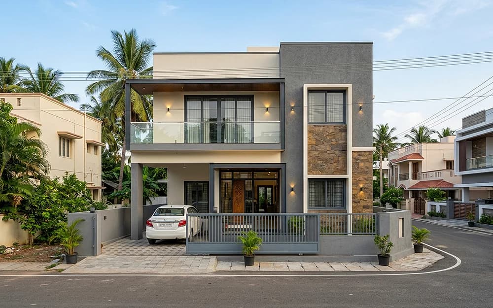 Architectural 3D elevation design, CAD modeling, and residential facade visualization